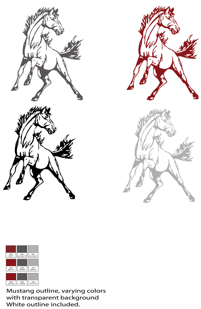 Mustang Various Colors Outline Transparent Horse